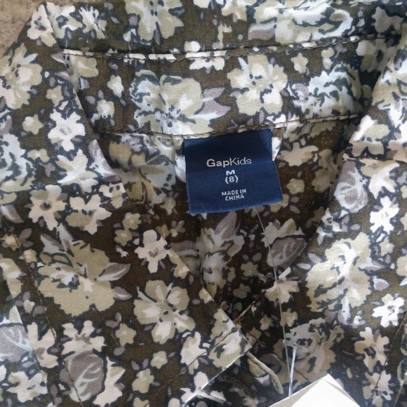 NWT Size 8 Brown Floral Button Down Shirt - Picture 4 of 7